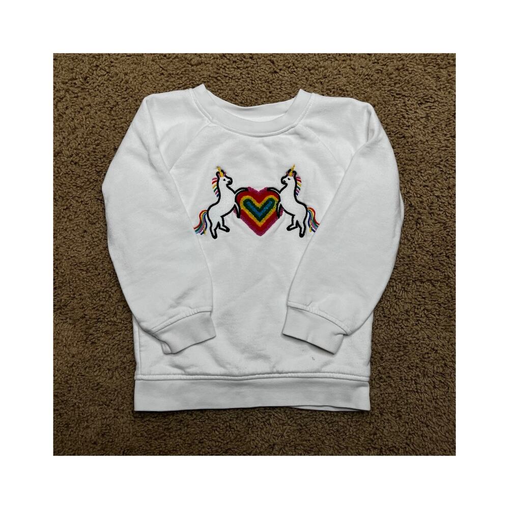 HANNA ANDERSSON Girl's Unicorn Embroidered Crewneck Sweatshirt White Size 3